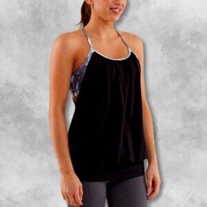 Lululemon No Limits Tank Top Racerback Loose Fit Lightweight Built In Bra Black
